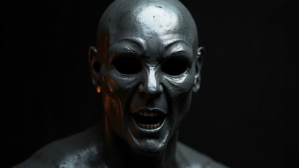 Obraz premium A vividly detailed metal mask used in theatrical performances to convey various emotions., ultra detailed, 8k resolution, HDR, professional
