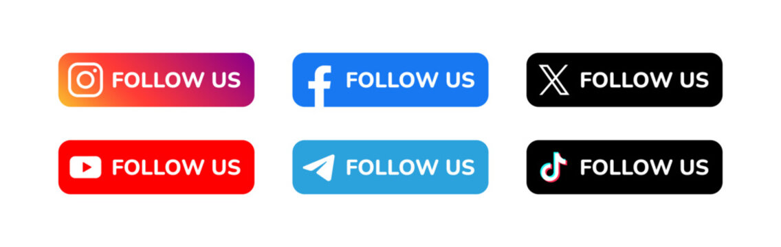 Follow us Youtube, Facebook, Instagram, Twitter, TikTok, Telegram. Social media user.