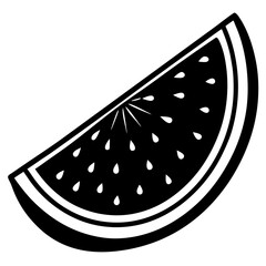 watermelon black silhouette vector, Simple silhouette Design vector icon with white background. Fruit silhouette vector