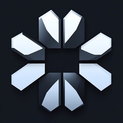 Abstract Geometric Silver Flower Design on Dark Background