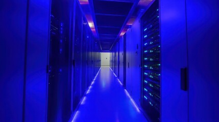 Deep Blue Server Corridor: A Glimpse into the Digital Heart