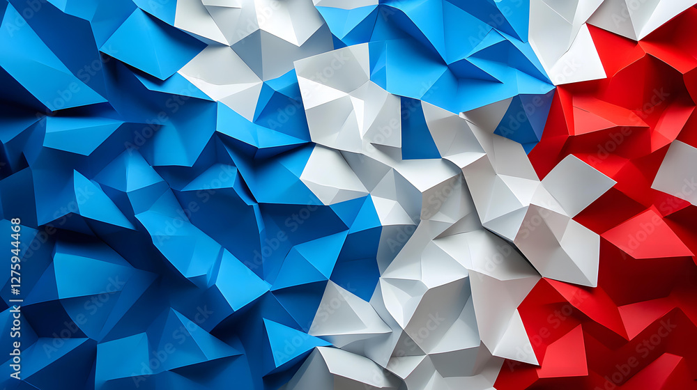 Aufkleber abstract blue white and red triangular polygonal pattern background