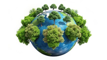 Green Earth Globe with Trees