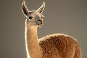 Obraz premium Close-up shot of a llama's face, looking directly at the camera