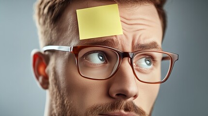 Thoughtful Man with a Note on His Forehead
