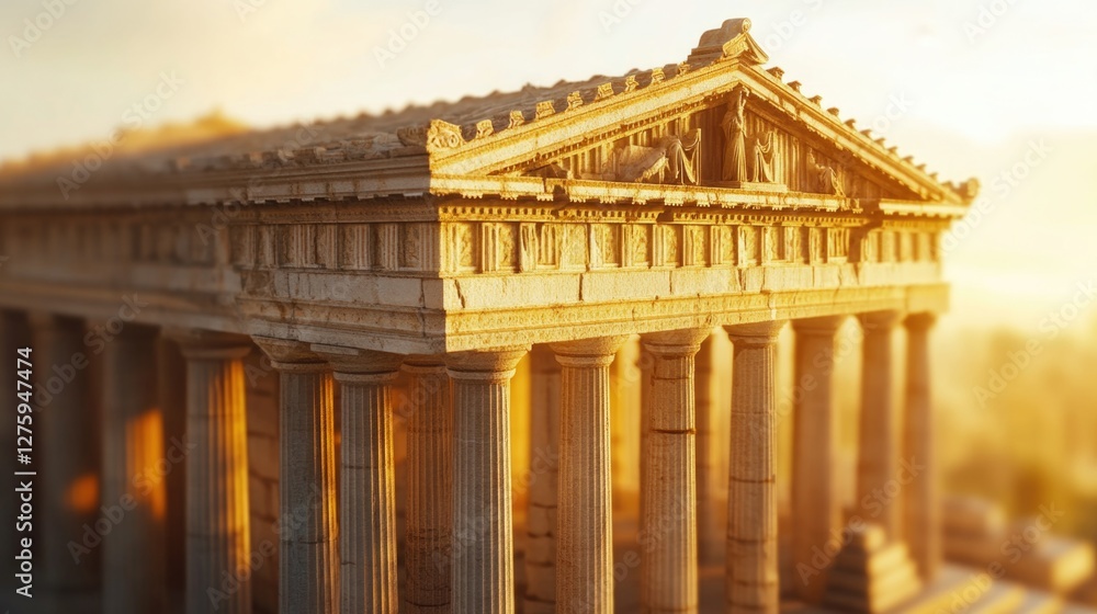 Poster a small-scale replica of an architectural structure with pillars