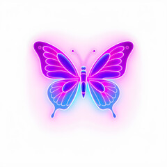 Butterfly holographic 3D icon. neon symbol vector illustration isolated on white background. Generative AI