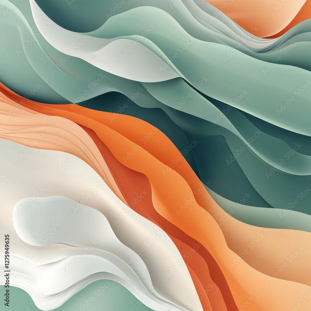 Poster modern abstract wave patterns in soft colors for food design