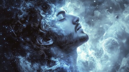 The star cluster in space. A nebula of galaxies and planets in space. Abstract abstract artwork with digital fractals. The cluster of stars in the universe lifestyle.