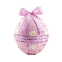Decorative pink Easter egg with ribbon and floral design