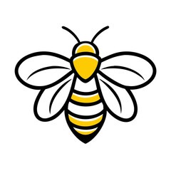 A simple bee design features bold black outlines with yellow