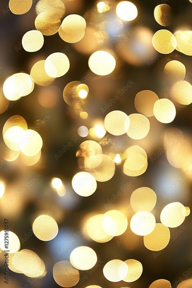 Poster golden bokeh lights background abstract festive texture with sparkling blurred glowing circles
