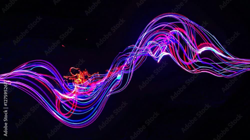 Wall mural vibrant abstract light trails with vivid colors in motion creating a dynamic and energetic atmospher