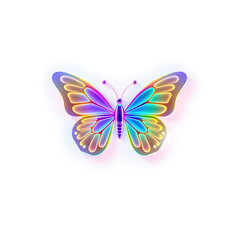Butterfly holographic 3D icon. neon symbol vector illustration isolated on white background. Generative AI