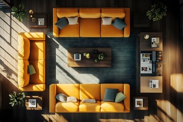 Top view of a modern living room