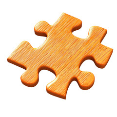 Fototapeta premium Single orange puzzle piece on a white background isolated on png transparent background, cut out
