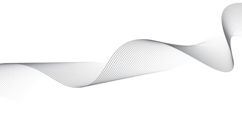 Abstract wave element for design. Digital frequency track equalizer. Stylized line art background. Vector illustration. Wave with lines created using blend tool. Curved wavy line, smooth stripe. 