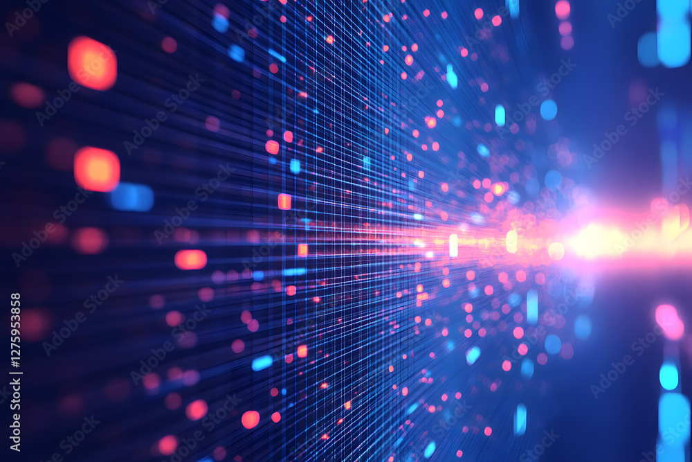 Poster abstract representation of data flow and digital information transfer speed