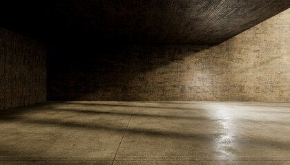 Abstract empty concrete room with dramatic light and shadows