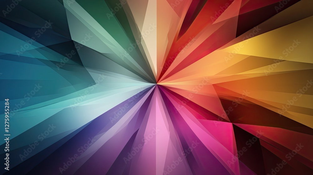 Poster a burst of geometric shapes in different shades, creating a dynamic and modern abstract background w