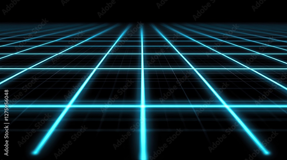 Aufkleber a close-up of a digital grid with a bold, defined x-axis in glowing cyan.