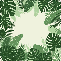 Tropical Green Leaves Frame with Empty Space for Text or Graphics