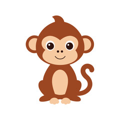 Cute monkey cartoon vector illustration. isolated on white background.