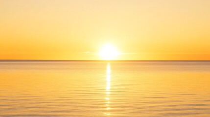 Fototapeta premium Golden Sunset Over Calm Ocean Waters