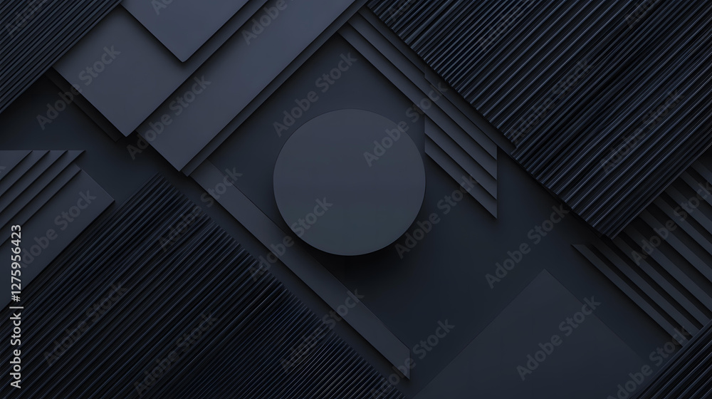 Poster abstract dark grey geometric shapes background design with lines and layers