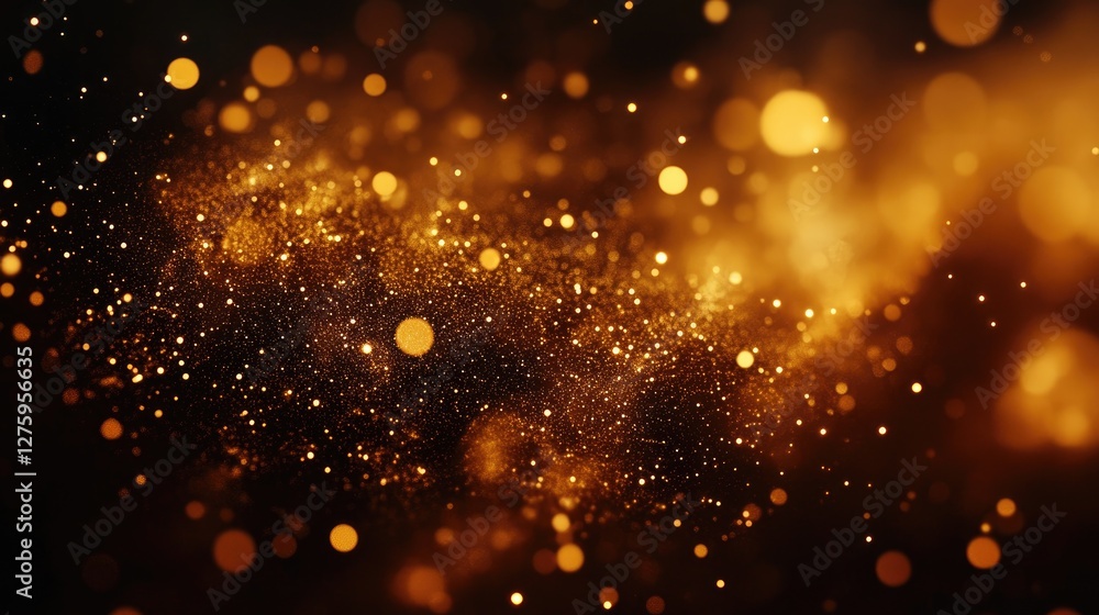 Poster a conceptual scatter plot with golden points glowing against a dark background, representing financi