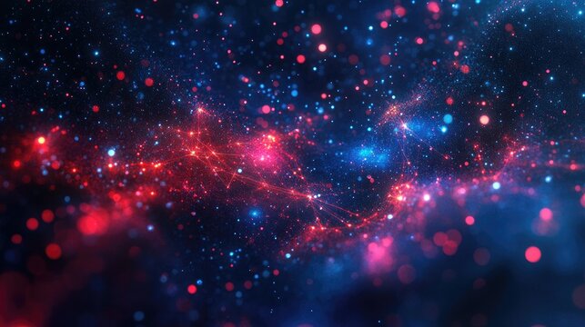 A conceptual scatter plot with glowing neon points connected by subtle lines, symbolizing AI-driven analytics.