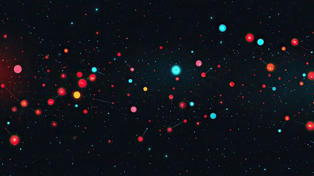A conceptual scatter plot with glowing neon points connected by subtle lines, symbolizing AI-driven analytics.
