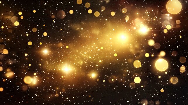 A conceptual scatter plot with golden points glowing against a dark background, representing financial analytics.