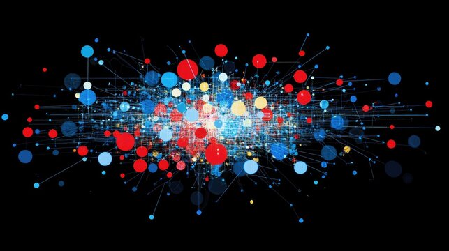A conceptual scatter plot with points shaped like tiny digital nodes, interconnected in an abstract pattern.