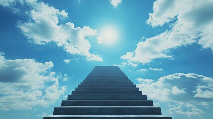 A conceptual stairway made of bar charts leading into a bright, open horizon.