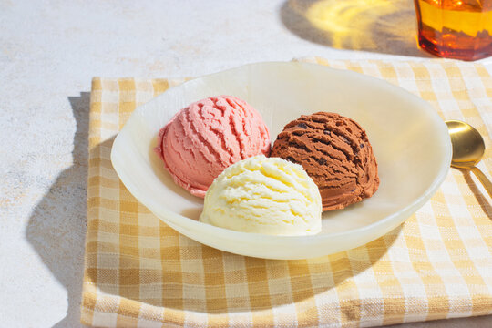 Classic Ice Cream Trio in Soft Natural Light