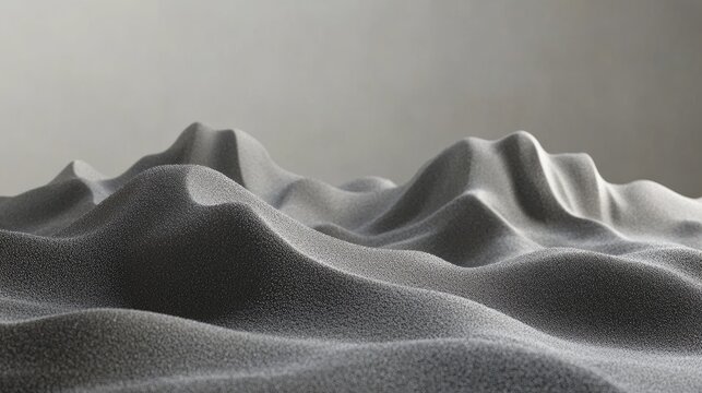 A creative scatter plot made of sand particles arranged on a smooth, monochrome background.