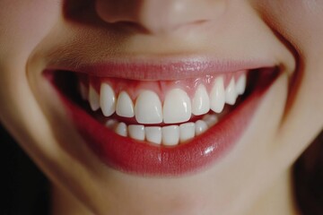 Obraz premium Close-up shot of a person's mouth showing a missing tooth, useful for depicting dental issues or character development in illustrations