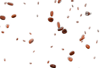 Flying coffee beans overlay 3d render