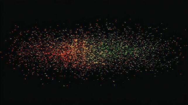 A digital scatter plot with data points appearing as binary code numbers forming clusters.