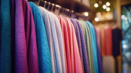 A rack of vibrant tops, great for fashion or lifestyle images