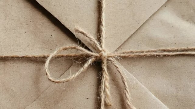 Recycled paper envelopes tied with jute twine bows