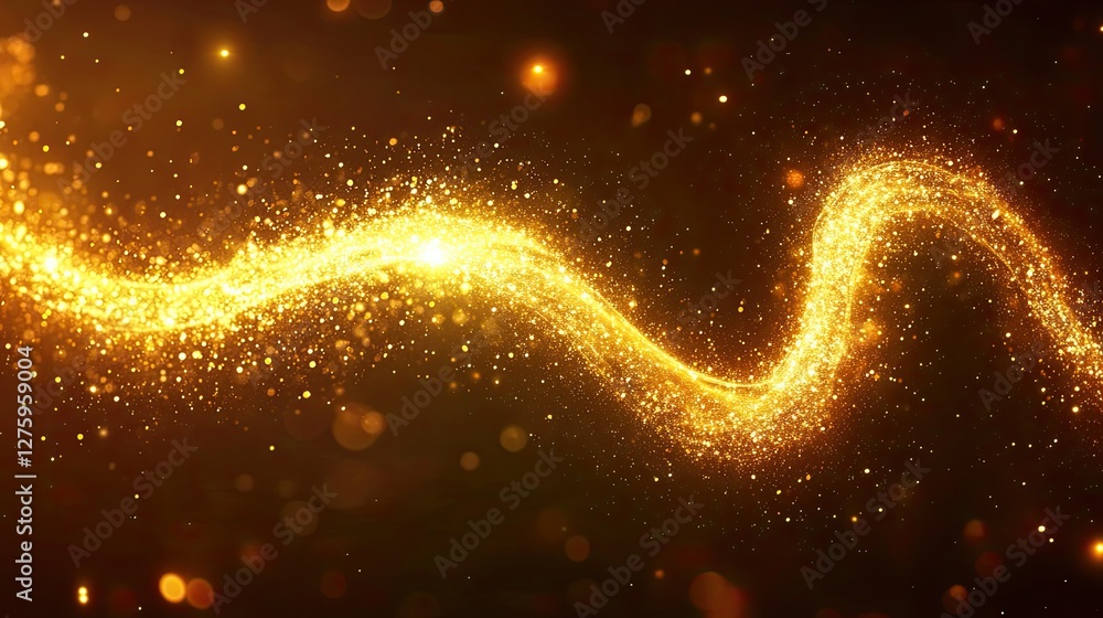 Poster a flowing stream of golden light forming an infinity loop, symbolizing continuity and evolution.