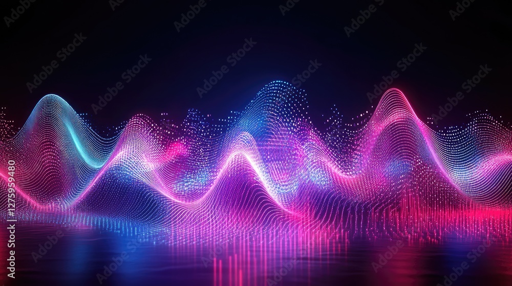 Poster a futuristic digital display with glowing neon lines, symbolizing the theme of technology and progre