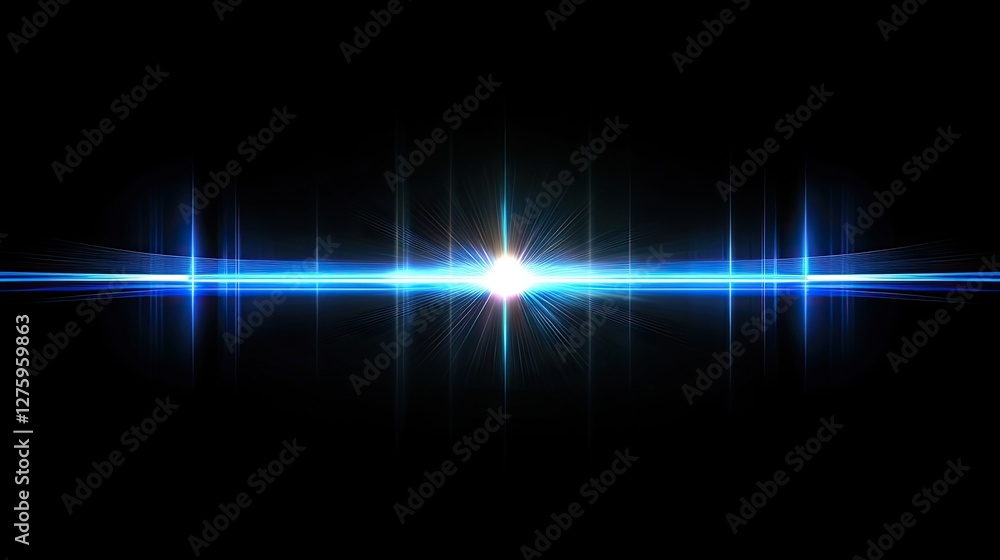 Poster a futuristic interface with a bright blue x-axis defining the lower boundary of the display.