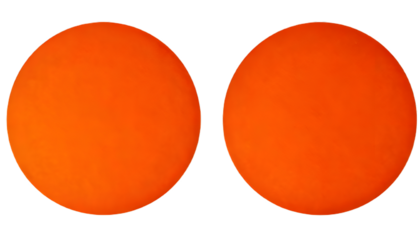 Two orange discs on black background  isolated on clear png background