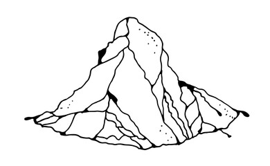 Mountain vector illustration, hand drawn rocks
