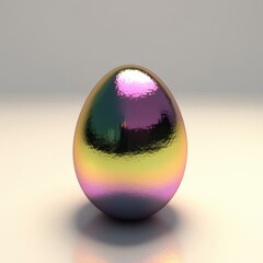 Iridescent Easter Egg Colorful Shiny Ovoid Shape