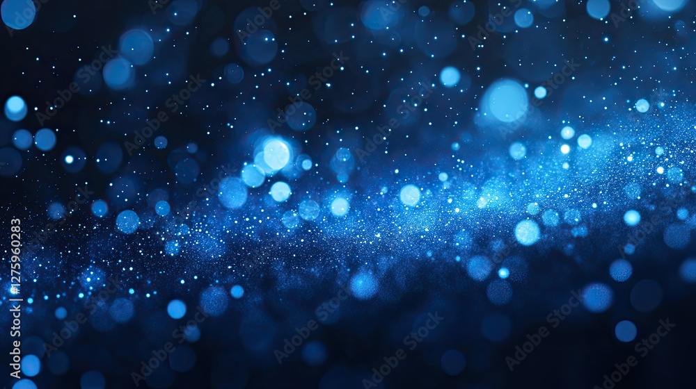 Poster a futuristic scatter plot with points appearing as small glowing stars in a deep blue galaxy-like ba