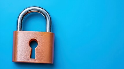 Fototapeta premium Padlock on blue background representing cybersecurity awareness month in october